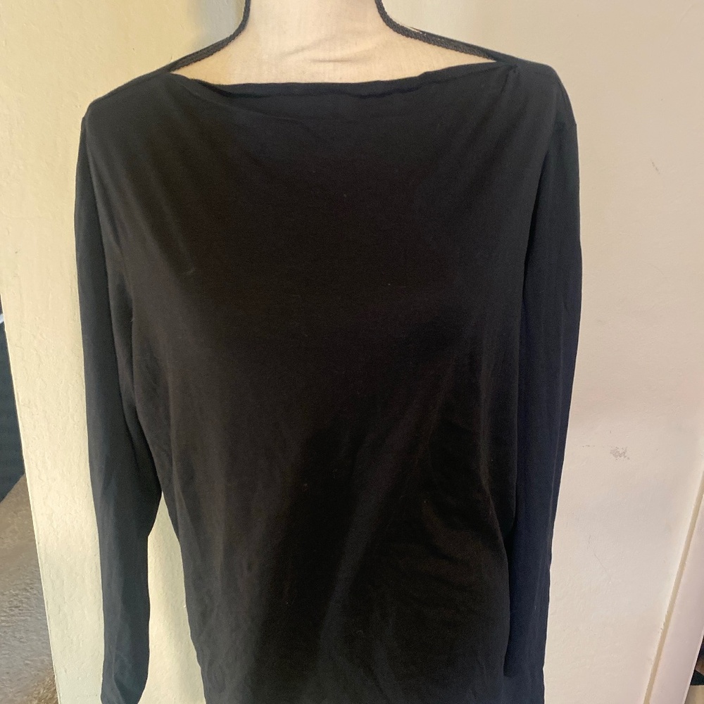 Mango Black Long Sleeve Top Women’s Size 2XL Boat Neck Soft Knit Shirt